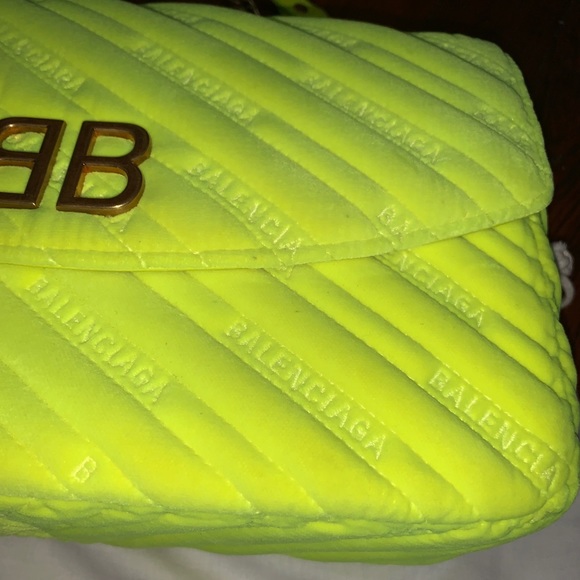 Balenciaga BB Logo Neon Velvet Bag - Picture 3 of 13